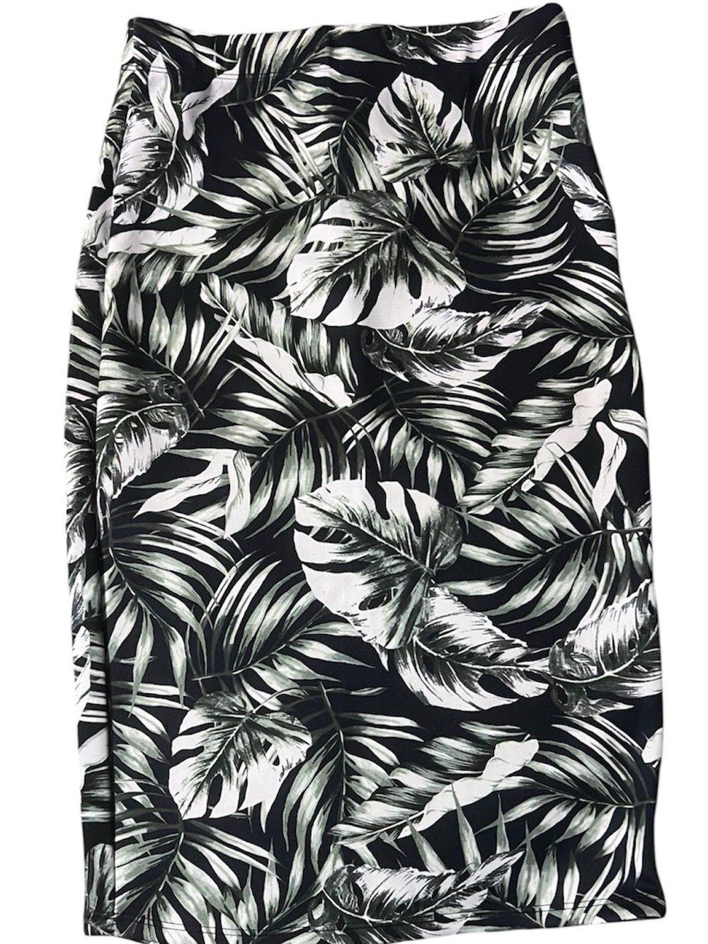 Forever 21 Tropical Palm Leaf Print High Waisted Pencil Midi Skirt Size M NWOT - Picture 1 of 4